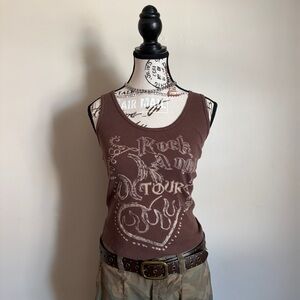Self Esteem y2k brown rock angels tour ribbed tank top